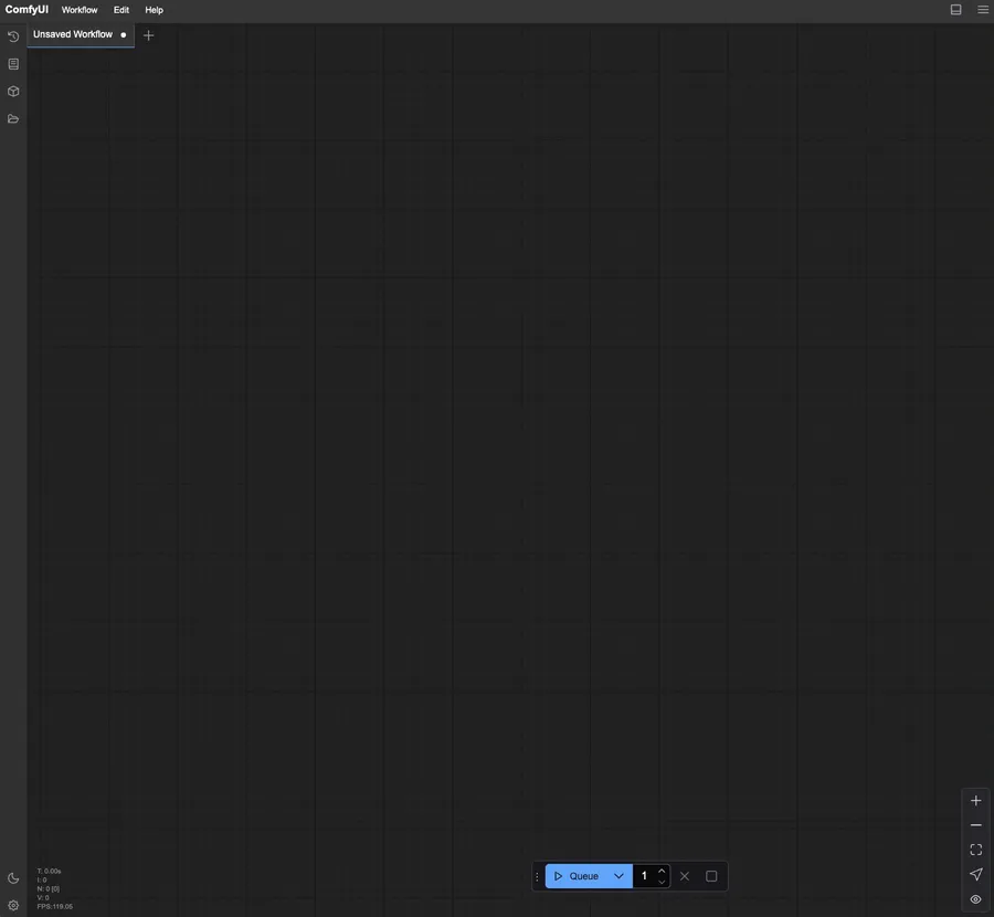 ComfyUI view on first launch
