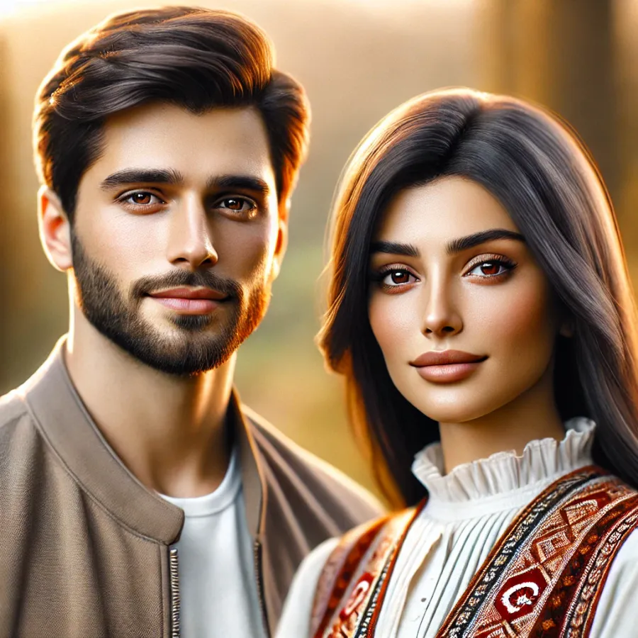 DALLE-2: Photograph of Azerbaijani man and woman in their 20s.