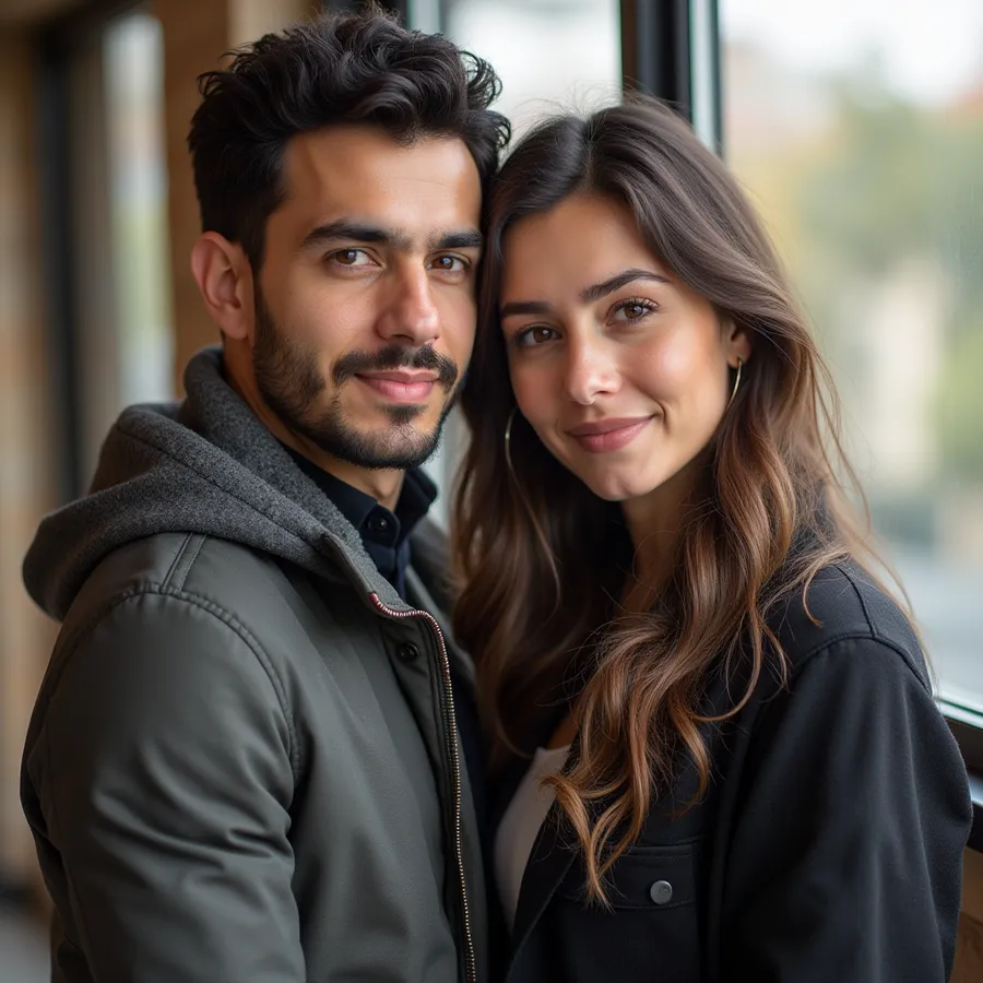 flux.1-dev: Photograph of Azerbaijani man and woman in their 20s.