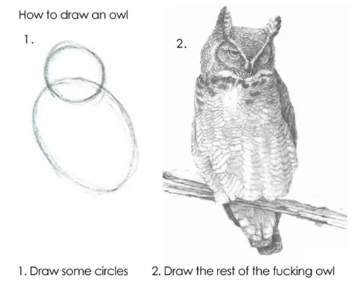How to draw an owl in two steps
