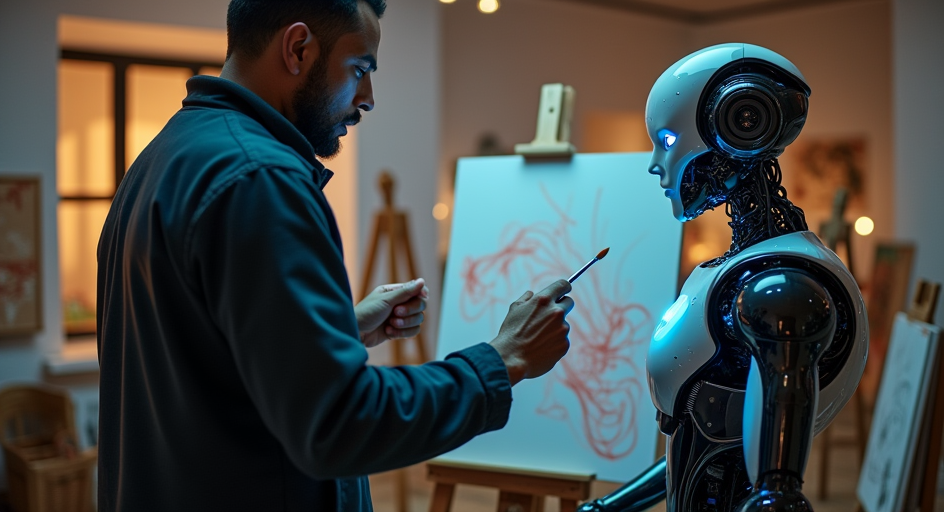 Human teaching AI to draw