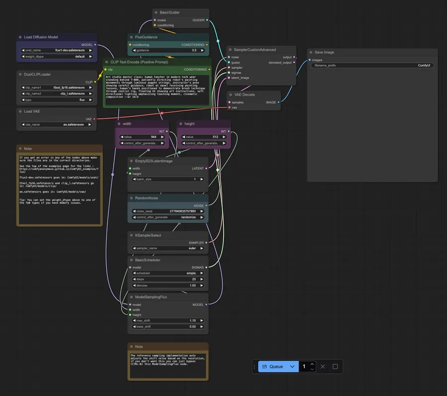 ComfyUI view with the loaded workflow